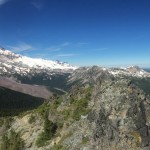 Panoramic view of Mount Rainier from the summit of Skyscraper Mtn.